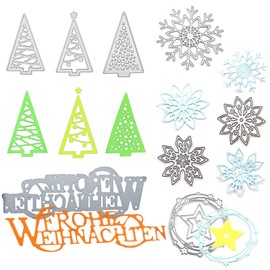 Pack of 8 Cutting Dies Christmas Tree Merry Christmas Snowflake Embossing Stencils Stamping Stencil for DIY Album, Scrapbooking, Cards