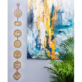WICCSTAR Chakra Sign Wall Hanging Home Decoration for Meditation Yoga Wall Art Spiritual Mandala Ornaments for Bedroom, Living Room and Studio