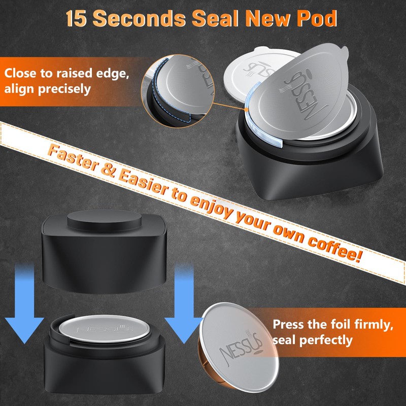 NESSUS Reusable Vertuo Pods Refill Kit, Lid Easy Remover for