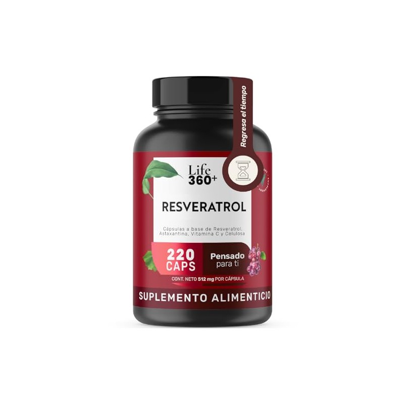 LIFE 360+ Resveratrol | Antioxidante | 220 cápsulas | 1024mg