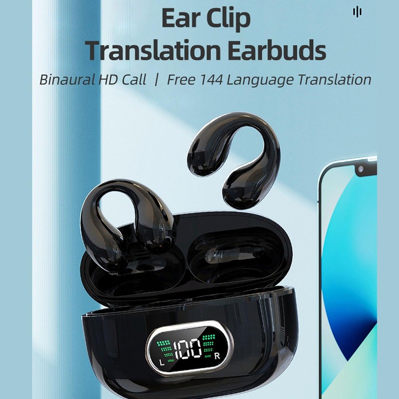 Translator Headphones 144 Languages Stereo Clip On Translation Earbuds with