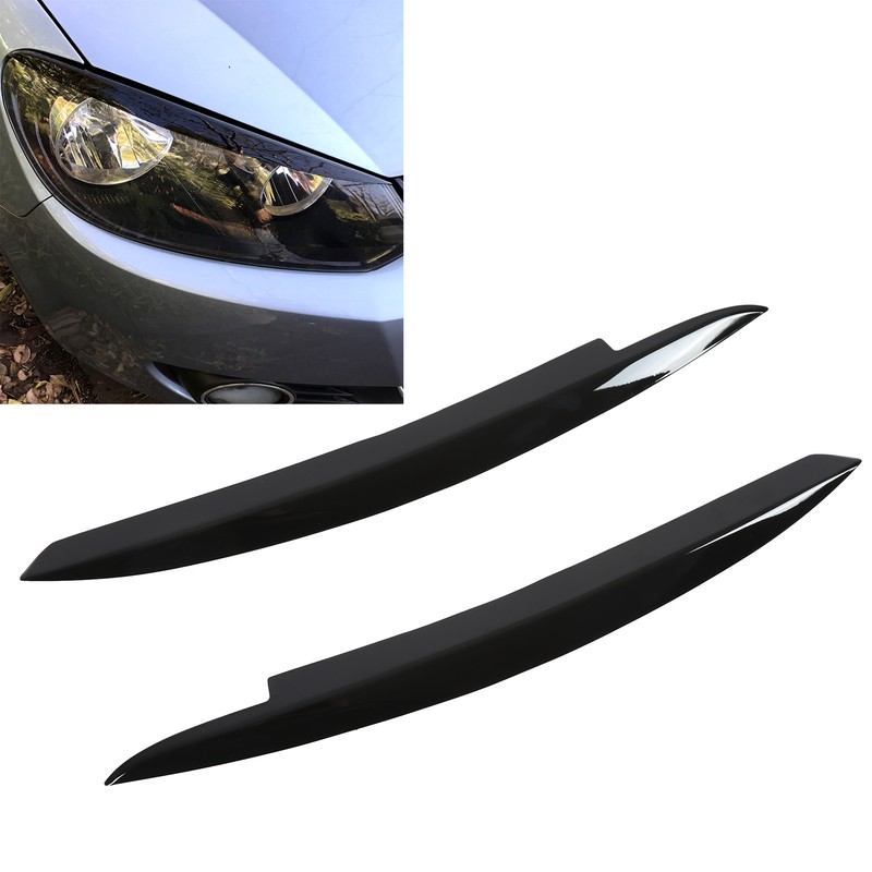 Pair Car Headlight Eyebrows Left Right Glossy Black Modification Replacement