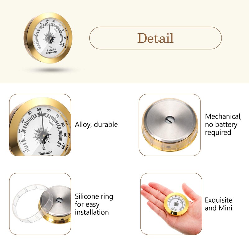Frienda 2 Pcs Hydrometer Humidity Meter Cigar Humidor Hygrometers Round