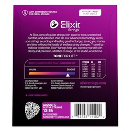 Elixir, cuerdas de bronce para guitarra acústica 80/20 con recubrimiento Polyweb, extralivianas (.010-.047)