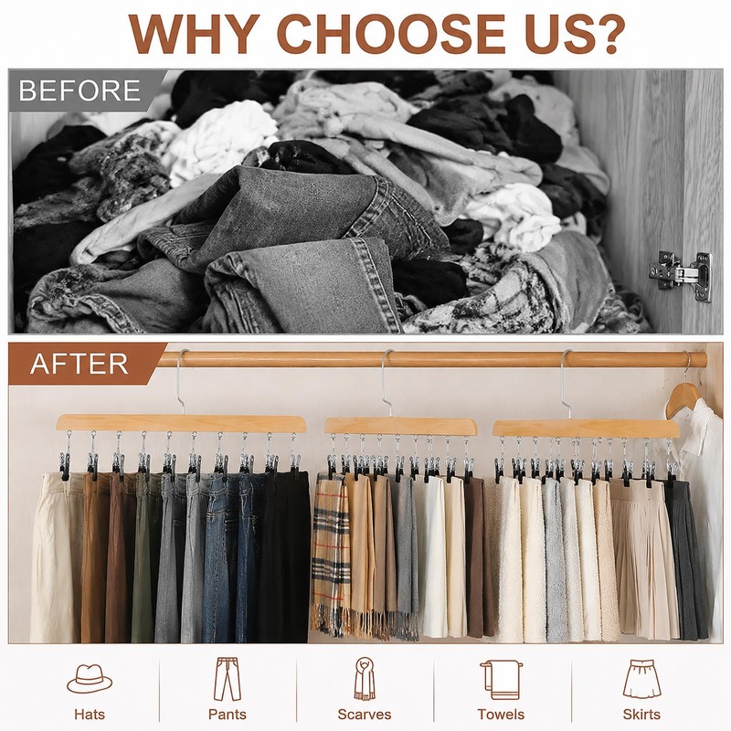 YYLDPBD Legging Organizer for Closet, Pants Hangers with Clips Holds