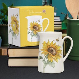 Lesser & Pavey British Designed Jug for Kitchen and Home | Lovely Printed Jug for Milk Water Juice and Other Needs | Bee Tanical Sunflowers Jug for Home & Office Kitchens - Sarah Boddy