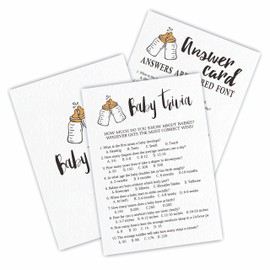 Baby Shower Game Cards, 30 Baby Popin Bottle Theme Baby Trivia Game, 5 X 7 Inches Double Sided Fill-In Game Cards For Gender Boys Or Girls, 30 Cards & 1 Answer Card, Party Favor & Supplies-BBYX-B07