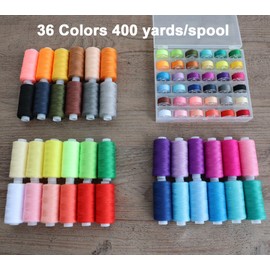 72 PCS Sewing Thread Assortment, 36 Color Thread for Sewing Machine with 36 Same Color Bobbins, Polyester Thread 400 Yards/Spool (72)