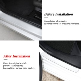 Ruautumn Magnetic Door Sill Protector, Anti-Scratch Carbon Fiber Door Entry Guard, Universal Door Threshold Protector Cover Fits for Most Cars (Carbon Fiber White)