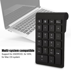 BT304 Wireless Numeric Keypad Ergonomic Ultra Thin Compatible with Bluetooth 5.0 for Android, Windows, Mac OS - 22 Keys (Black)