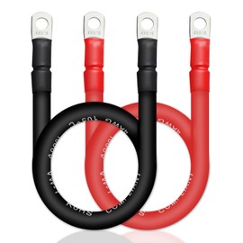 ZONBANG 4 AWG Battery Cable, 2 PCS Battery Cables with Terminals, Battery Cable Wire with 5/16 inch Terminals, Copper Marine Battery Cables, 2FT