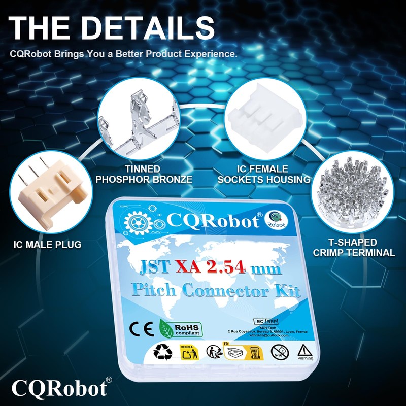 CQRobot JST XA 2.54 mm Pitch 3-Pin Electronic Computer Connector