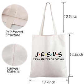 TGBJE Jesus Tote Bag Jesus He'll Be There For You Shoulder Bag Christian Gift Bible Verse Gifts Baptism Religious Handle Bags (C-Jesus bag)