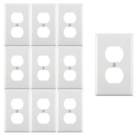 RiteAV Electrical Receptacle Outlet Covers Duplex Wall Plate Kit Standard Size 1 Gang 4.5" x 2.75" Unbreakable Polycarbonate Thermoplastic [10 Pack]
