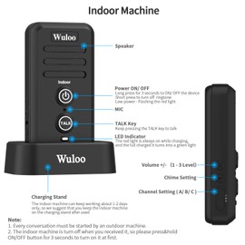 Expandable for Wuloo Wireless Intercom Doorbell System, an Additional Indoor Unit for Expanding Wuloo Intercom Doorbell System(Only Indoor Unit, CAN NOT Work Without Outdoor Unit)