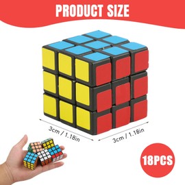 18-Pack Mini Cube Set, 3x3 cm Portable Puzzle Cubes,for Party Favors, Travel & Classroom Rewards - Educational Brain Teasers for Kids, Adults & Seniors,Gift for Birthdays & Holidays