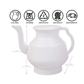Mayaka786 Pair of Lota or Bodna or Toilet Wash Jug (White and White)