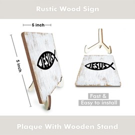 Inspirational Wood Sign Rustic Desk Decor Home Bedroom Office Decor Work Table Desk Accessories Decorative Christian Religious Bible Verse Faith Decorations Office Supplies for Desk Cubicle Decor