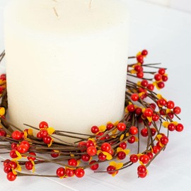 Factory Direct Craft Harvest Orange Artificial Bittersweet Candle Ring | for Fall Decor and Autumn Centerpiece Displays