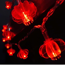 Amants01 Red Lantern String Light,20ft/6M 40 LEDs Battery Operated Fairy String Lights for Wedding,Chinese New Year,Spring Festival,Party Decoration,Christmas.