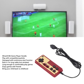 1 Piece Wired 8 Bit TV Red and White Machine Video Game Player Controller, 9 Pin Childhood Mini Classic Console Handle Gampad, Wired Game Controller, Birthday Gifts