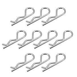 sourcing map Pack of 10 Clip Pins R Shaped Spring Pins 3 mm Wire Carbon Steel 60 mm Length Trailer Tractor Mower Clasp Hardware Silver Tone