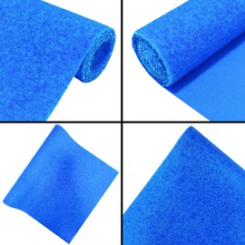 Greatdiy Sparkly Vivid Blue Chunky Glitter Faux Leather Roll 12 x 52 inch Shiny Solid Color Synthetic Leatherette Fabric for Making Cheerleader Hair Bows Earrings (19014#4)