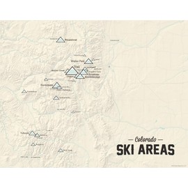 Colorado Ski Resorts Map 11x14 Print (Beige)