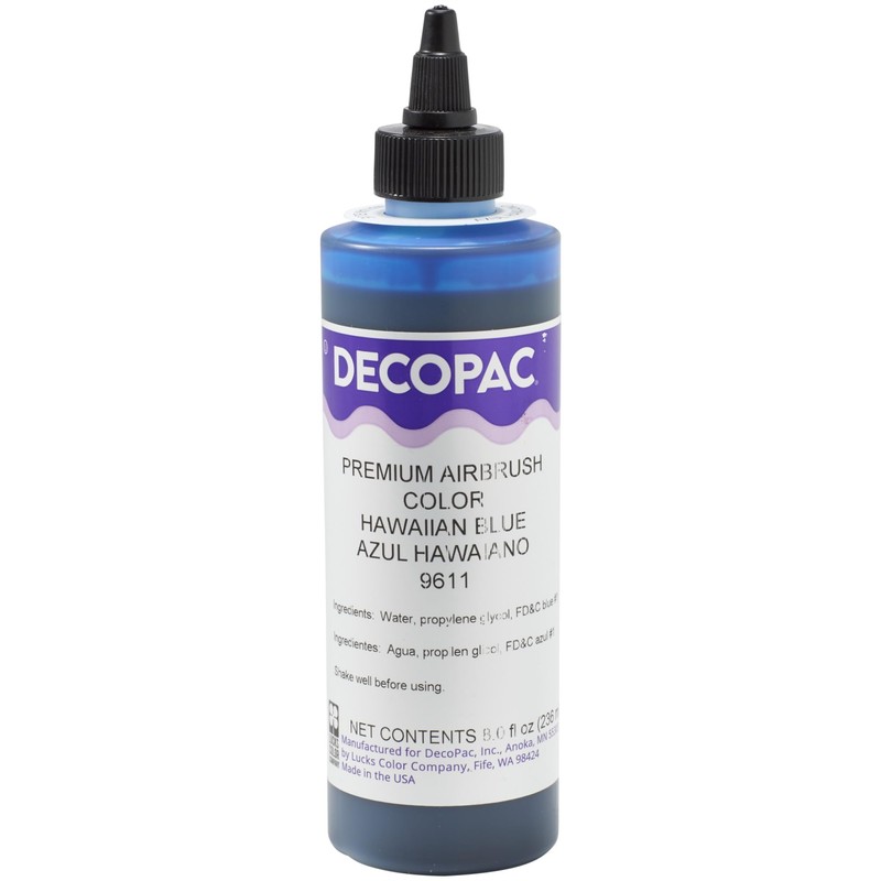 DecoPac Hawaiian Blue Food Coloring, 8 Fl Oz Airbrush Food