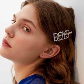 Yheakne Boho Crystal Hair Clip Pin Silver Letter Hair Clip Hair Clip Vintage Hair Clips Pins Decorative Bobby Pin Rhinestone Hair Clips Shiny Bridal Hair Accessories for Women and Girls Boys