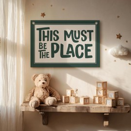 RBAFAO This Must Be the Place Canvas Banner, Linen Wall Art Flag, Vintage Retro Banner Wall Hanging Flag Decor for Home Office Classroom Playroom (GREEN)