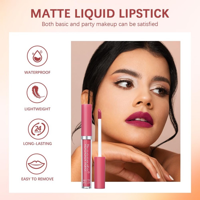 MYUANGO Matte Liquid Lipstick, Ultra-Intense Pigmented Creamy Formula, Long Lasting,