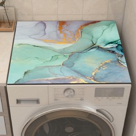 REESTBOO Washer and Dryer Top Protector Mat, Absorbent Anti-Slip Washer Dryer Covers for The Top, Dust-proof Washing Machine Dryer Mat for Laundry Room Kitchen Home Countertop, 23.6" x 23.6" (Green)