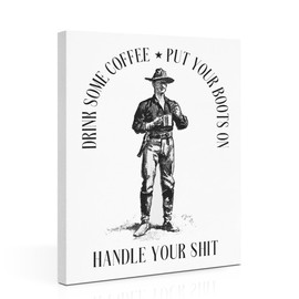 Funny Coffee Canvas Wall Art Framed Art Coffee Lovers Gift Ideas Coffee Bar Decor Kitchen Decor Western Stuff Painting Wall Decor Coffee Art Canvas Prints for Coffee Station Home Dining Room Decor