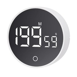 Peakloong Magnetic Countdown Clock Kitchen Timer Manual Digital Timer Stand Desk Clock Cooking Timer Shower Study Stopwatch White