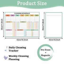 Naozinebi 2 Pcs Magnet Cleaning Planner Magnetic Cleaning Schedule and Checklist Daily Weekly Monthly Quarterly Semi-Annual Annually Chore Chart for Adults Dry Erase To Do List White Board for Fridge