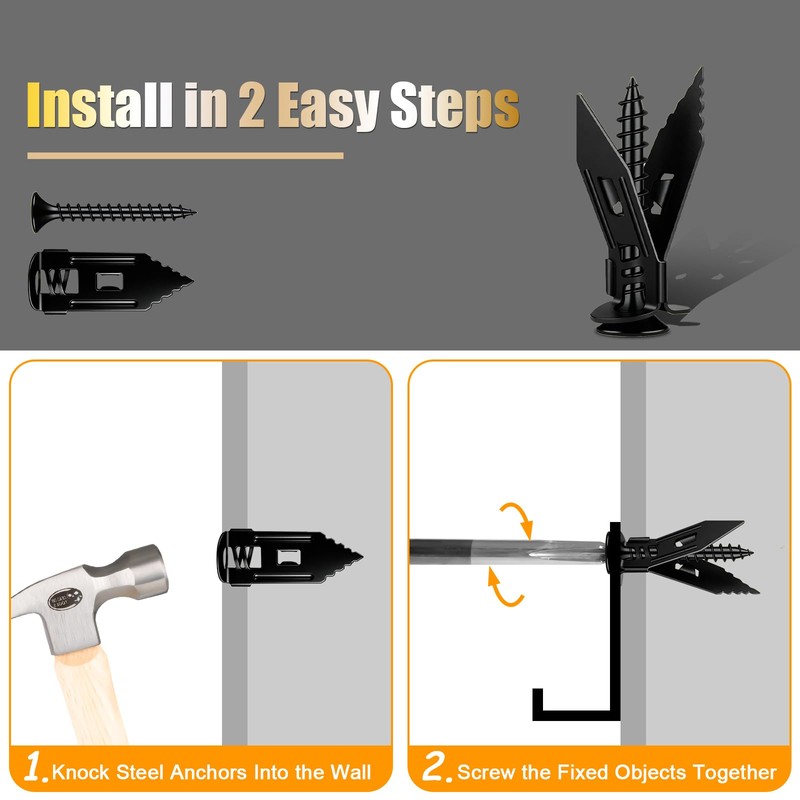 KURUI Metal Self Drilling Drywall Anchors,Heavy Duty Wall Anchor and