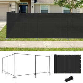 Coarbor 5'Hx3'W Iron Poles Privacy Fence Metal Fence Covering Privacy Fence Screen with Zipties and Base Anchor for Outside Garden Backyard Dog Kennel Chicken Pool, Black