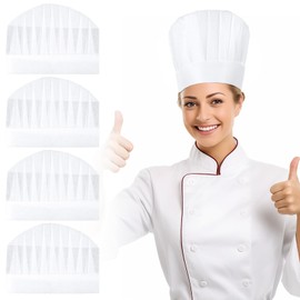 ZEYIYER 4 Pcs Chef Hat, Adjustable White Chef Hats for Men Women, Disposable Kitchen Cooking Hat, Cotton Baker Hats for Kitchen Restaurant