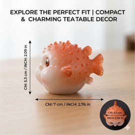 2.8x2.6 Inch Tea Pet - Color Changing Tea Pets, Cute Chinese Tea Pet Figurine for Gongfu Tea Tray - Puffer Fish Resin