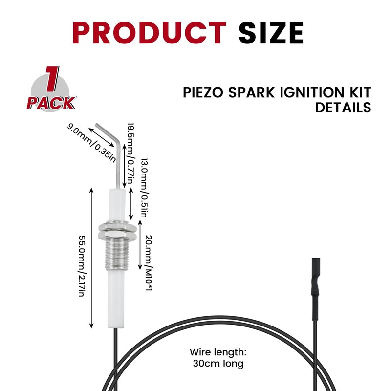 Aifeier ET Ignition Wire Ceramic Electrode Assembly, Threaded Igniter Wire