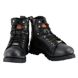 Milwaukee Leather Men's Black Leather Lace-Up Motorcycle Rider Boots with Side Zipper MBM100-8.5