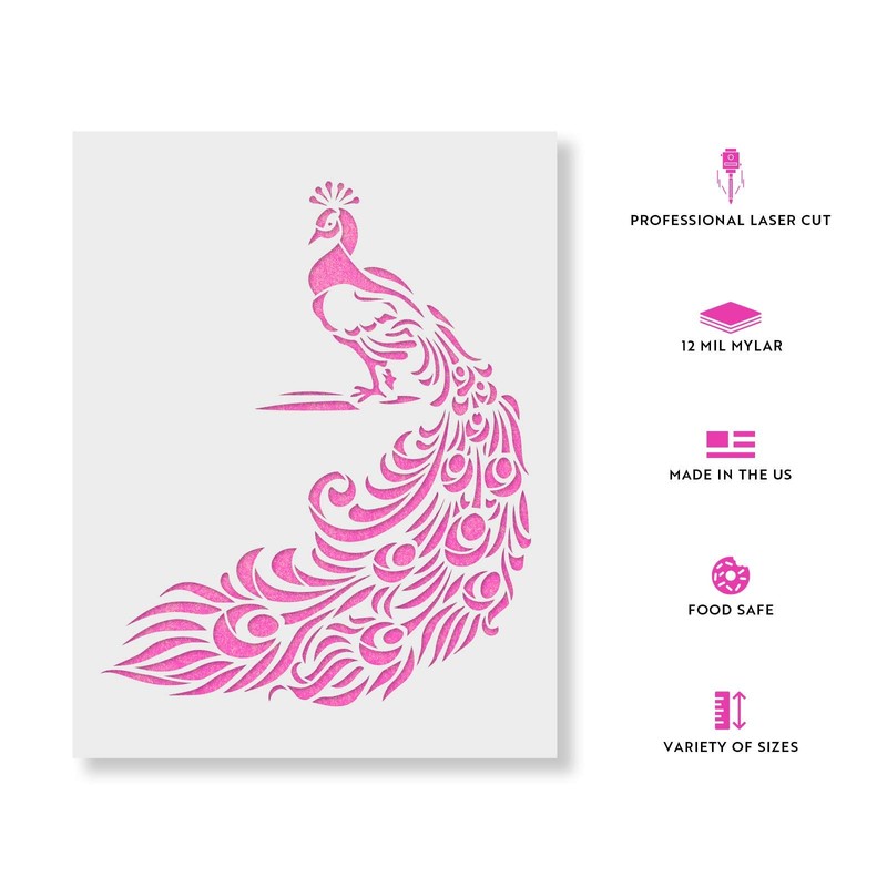 Peacock Art Stencil - Peacock Feather Design