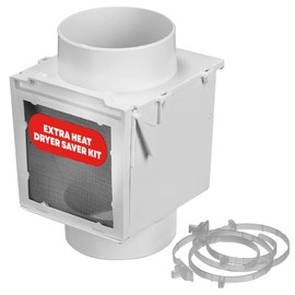 Deflecto Extra Heat Dryer Saver – Compatible with 4 inch Transition Ducts | Includes 2 Durable 4 inch Plastic Clamps | Moisture Control, Saves Energy and Reduces Heating Costs Efficiently - White