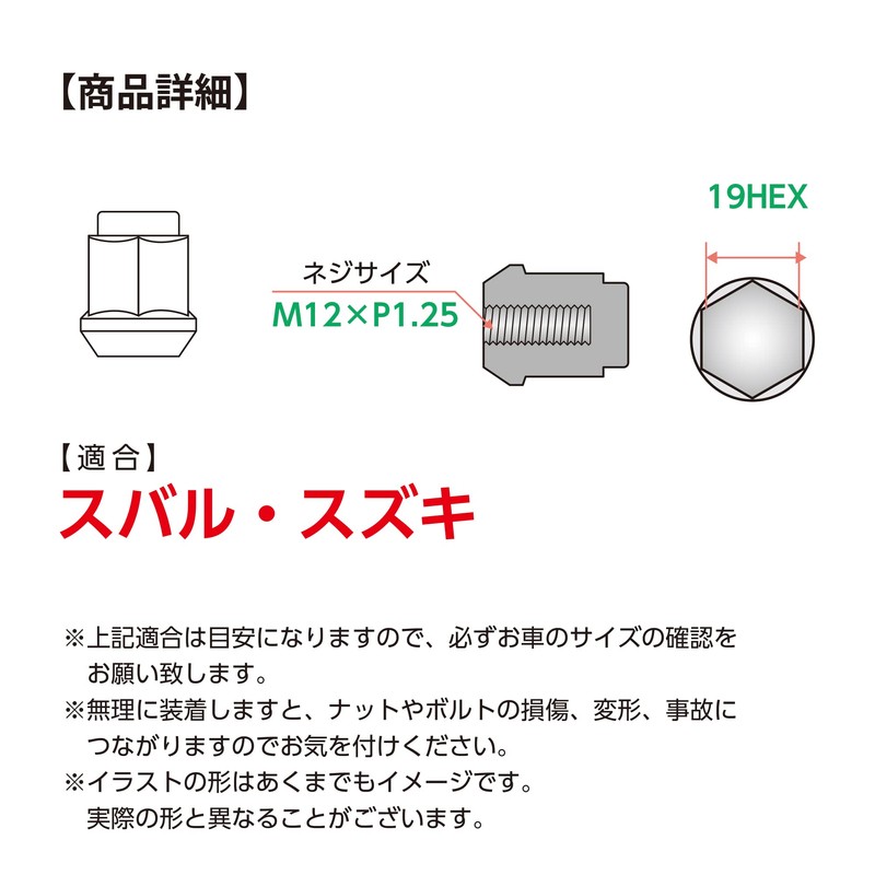Shinsei Wheel Nut Bag M12 P1.25 0.7 inches (19 mm),