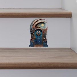 Moon and Stars Fairy Door Wall Decal with 3D Effect – Whimsical Removable Vinyl Sticker