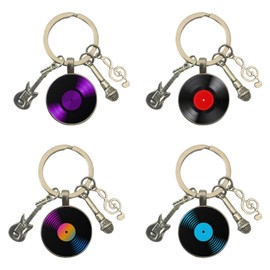 4 Pieces Retro Gramophone Keychains, Music Theme Keychains, Creative Keychains, Decorative Keychains, Gift Keychains, red, Unit size, Modern