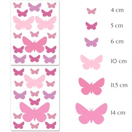 PREMYO Set of 32 Butterfly Wall Stickers Kids - Nursery Decor Easy to Apply - Decals for Bedrooms for Girls Pastel Rose