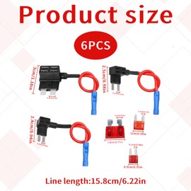 Car Fuse Tap Set,6 PCS Piggy Back Fuse Connectors 12v,Piggyback Fuse Holder Car Fuse Adapter with 10A Mini Blade Fuses,Piggy Back Fuse Holders Fuse Taps Set for Trucks Cars Boats (Medium Small Micro)