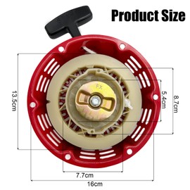 HYSHLC GX160 Recoil Starter Assembly with Starter Cup Spare Handle Replacement for Honda GX120 GX200 4 5.5 6.5HP Engine, Pull Cord Recoil Starter Assembly Replaces 28400-ZE1-003ZF ZH8-013YA